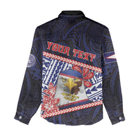 Personalized American Samoa Women Casual Shirt Bald Eagle With Polynesian Pattern - Polynesian Pride