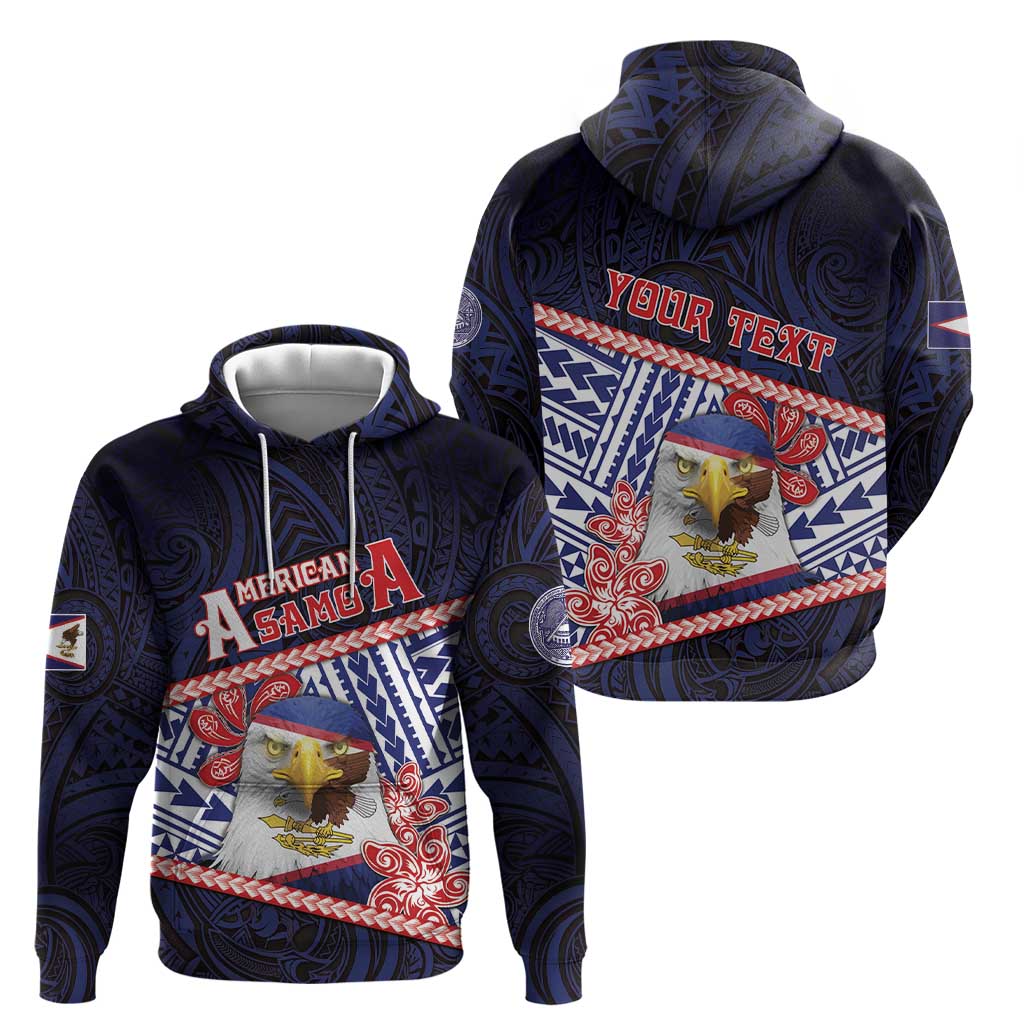 Personalized American Samoa Zip Hoodie Bald Eagle With Polynesian Pattern - Polynesian Pride