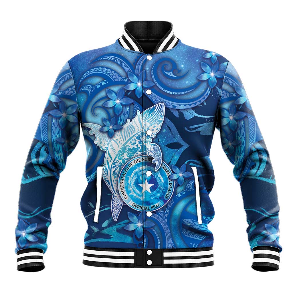 Personalised Northern Mariana Islands Baseball Jacket Galaxy Polynesian Shark Tattoo - Polynesian Pride