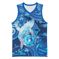 Personalised Northern Mariana Islands Basketball Jersey Galaxy Polynesian Shark Tattoo - Polynesian Pride