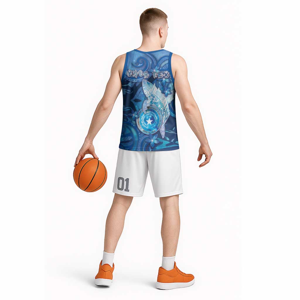 Personalised Northern Mariana Islands Basketball Jersey Galaxy Polynesian Shark Tattoo - Polynesian Pride
