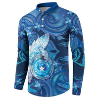 Personalised Northern Mariana Islands Button Sweatshirt Galaxy Polynesian Shark Tattoo - Polynesian Pride