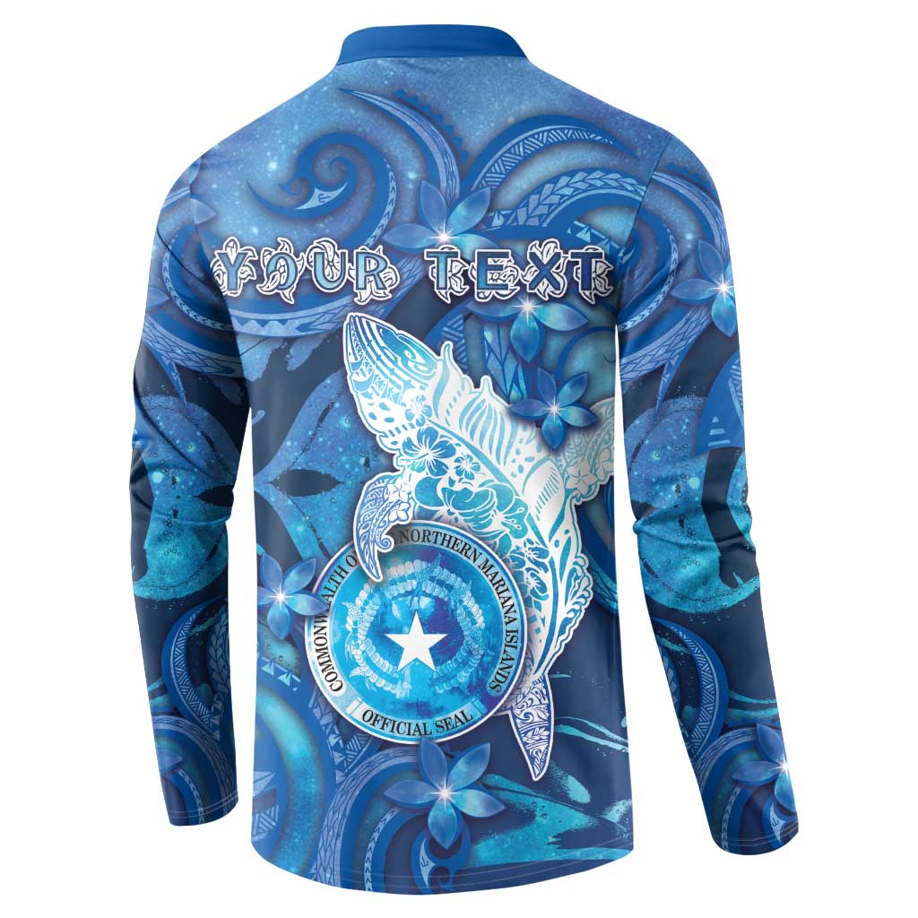 Personalised Northern Mariana Islands Button Sweatshirt Galaxy Polynesian Shark Tattoo - Polynesian Pride