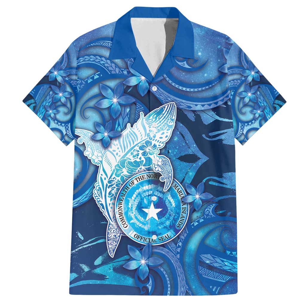 Personalised Northern Mariana Islands Family Matching Long Sleeve Bodycon Dress and Hawaiian Shirt Galaxy Polynesian Shark Tattoo - Polynesian Pride