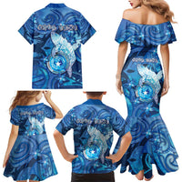 Personalised Northern Mariana Islands Family Matching Mermaid Dress and Hawaiian Shirt Galaxy Polynesian Shark Tattoo - Polynesian Pride