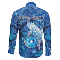 Personalised Northern Mariana Islands Family Matching Mermaid Dress and Hawaiian Shirt Galaxy Polynesian Shark Tattoo - Polynesian Pride