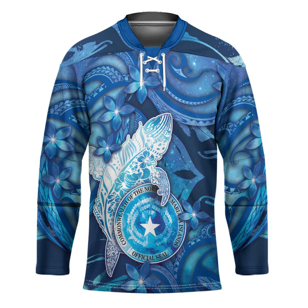 Personalised Northern Mariana Islands Hockey Jersey Galaxy Polynesian Shark Tattoo - Polynesian Pride