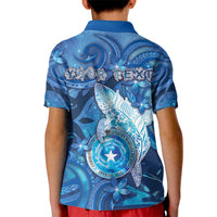 Personalised Northern Mariana Islands Kid Polo Shirt Galaxy Polynesian Shark Tattoo - Polynesian Pride