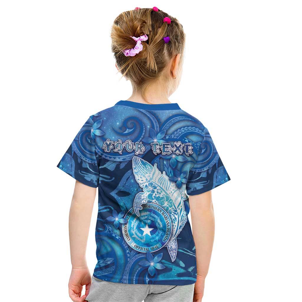 Personalised Northern Mariana Islands Kid T Shirt Galaxy Polynesian Shark Tattoo - Polynesian Pride