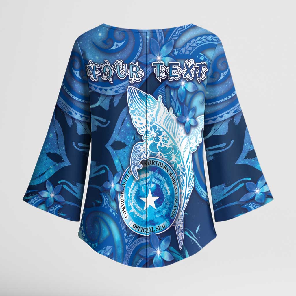 Personalised Northern Mariana Islands Kimono Sleeve Blouse Galaxy Polynesian Shark Tattoo - Polynesian Pride