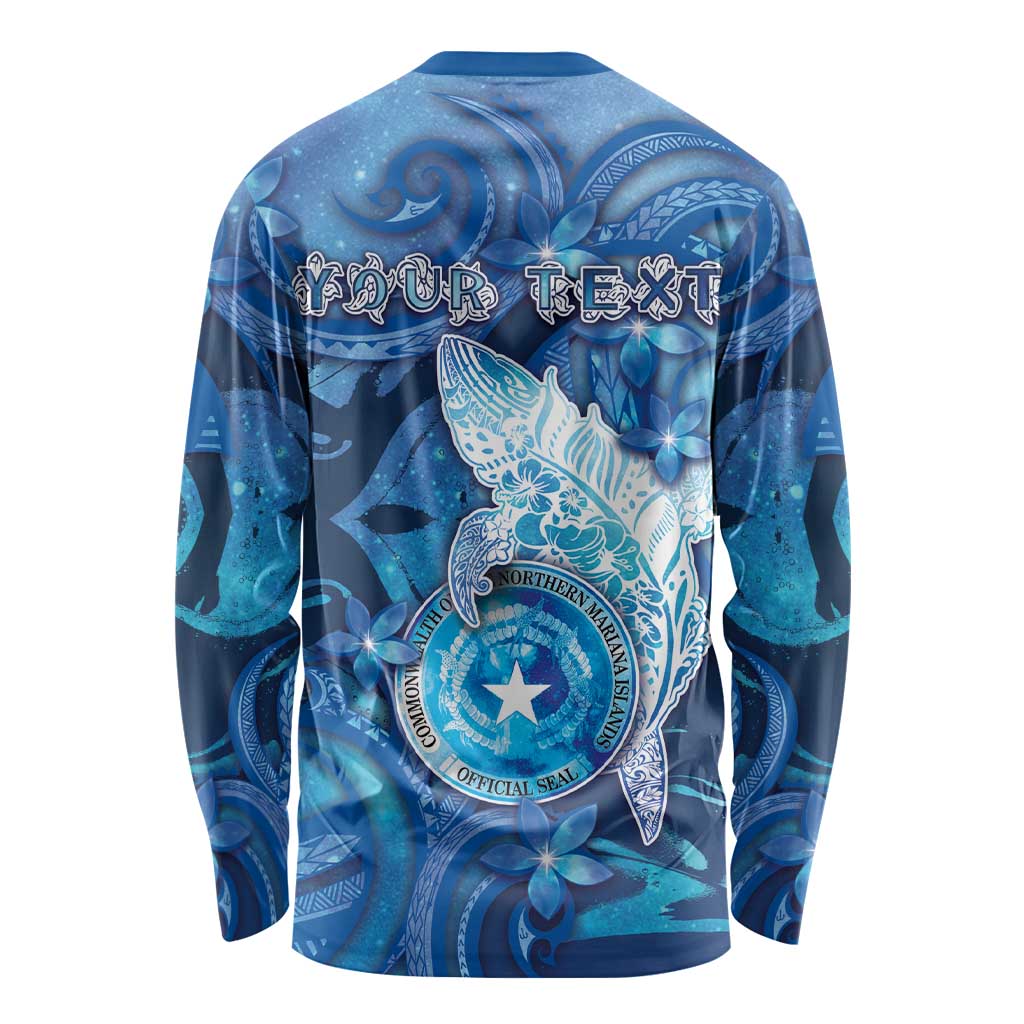 Personalised Northern Mariana Islands Long Sleeve Shirt Galaxy Polynesian Shark Tattoo - Polynesian Pride