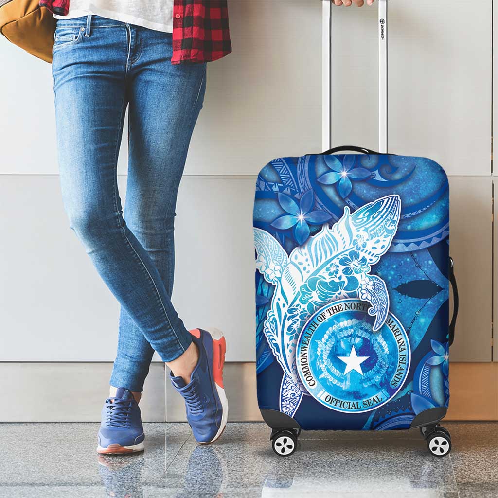 Northern Mariana Islands Luggage Cover Galaxy Polynesian Shark Tattoo - Polynesian Pride