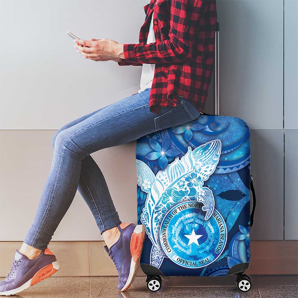 Northern Mariana Islands Luggage Cover Galaxy Polynesian Shark Tattoo - Polynesian Pride