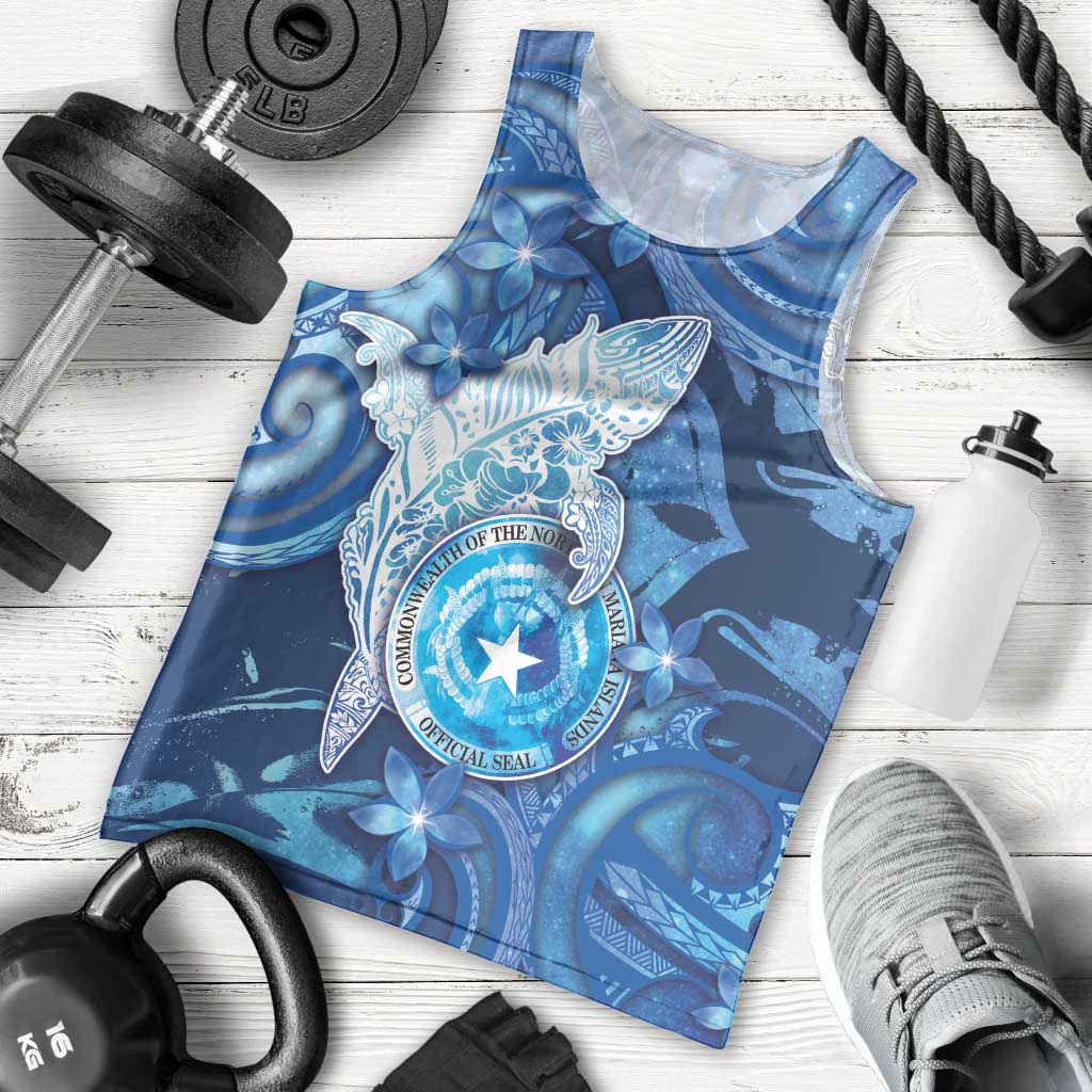 Personalised Northern Mariana Islands Men Tank Top Galaxy Polynesian Shark Tattoo - Polynesian Pride