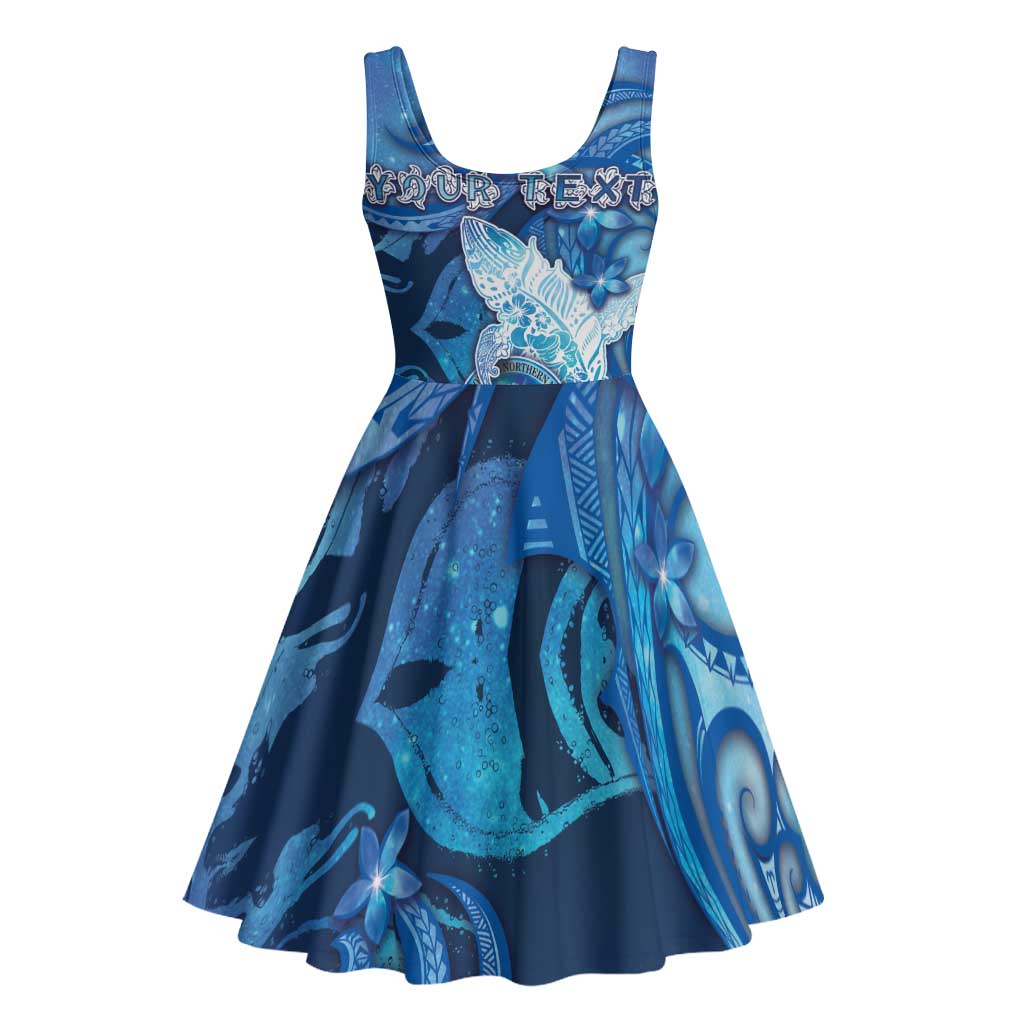 Personalised Northern Mariana Islands Midi Dress Galaxy Polynesian Shark Tattoo - Polynesian Pride