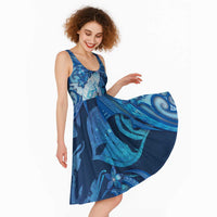 Personalised Northern Mariana Islands Midi Dress Galaxy Polynesian Shark Tattoo - Polynesian Pride