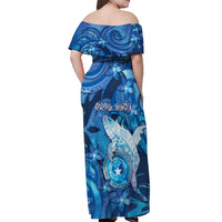 Personalised Northern Mariana Islands Off Shoulder Maxi Dress Galaxy Polynesian Shark Tattoo - Polynesian Pride