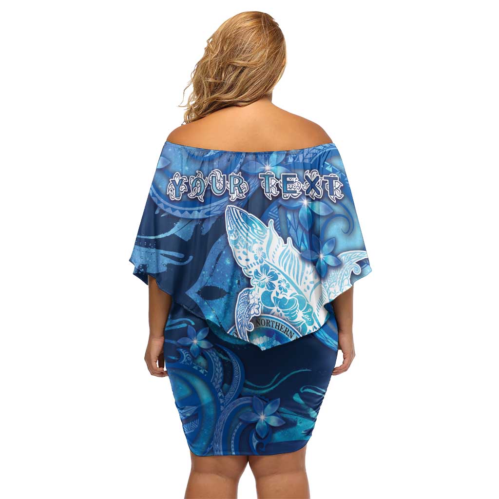 Personalised Northern Mariana Islands Off Shoulder Short Dress Galaxy Polynesian Shark Tattoo - Polynesian Pride