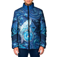 Personalised Northern Mariana Islands Padded Jacket Galaxy Polynesian Shark Tattoo - Polynesian Pride