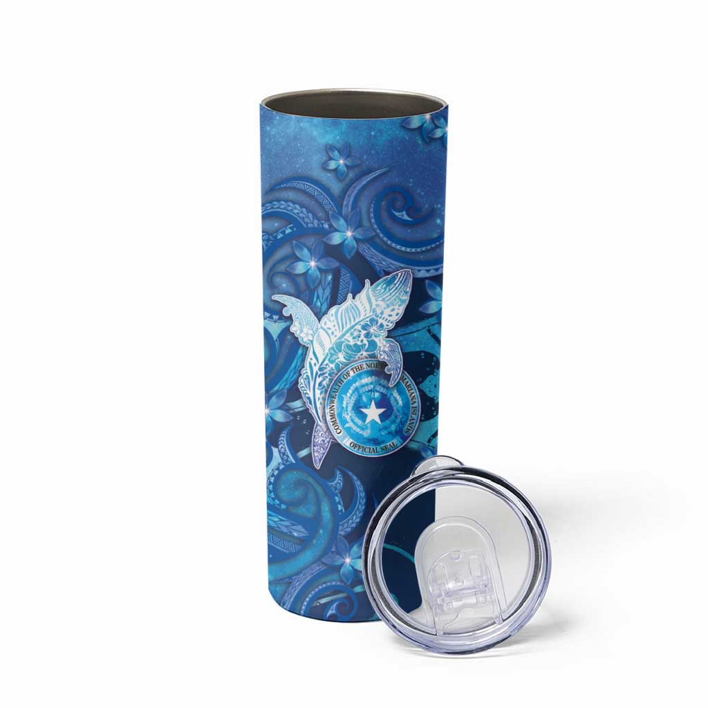 Personalised Northern Mariana Islands Skinny Tumbler Galaxy Polynesian Shark Tattoo - Polynesian Pride