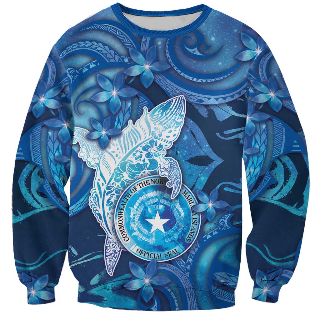 Personalised Northern Mariana Islands Sweatshirt Galaxy Polynesian Shark Tattoo - Polynesian Pride