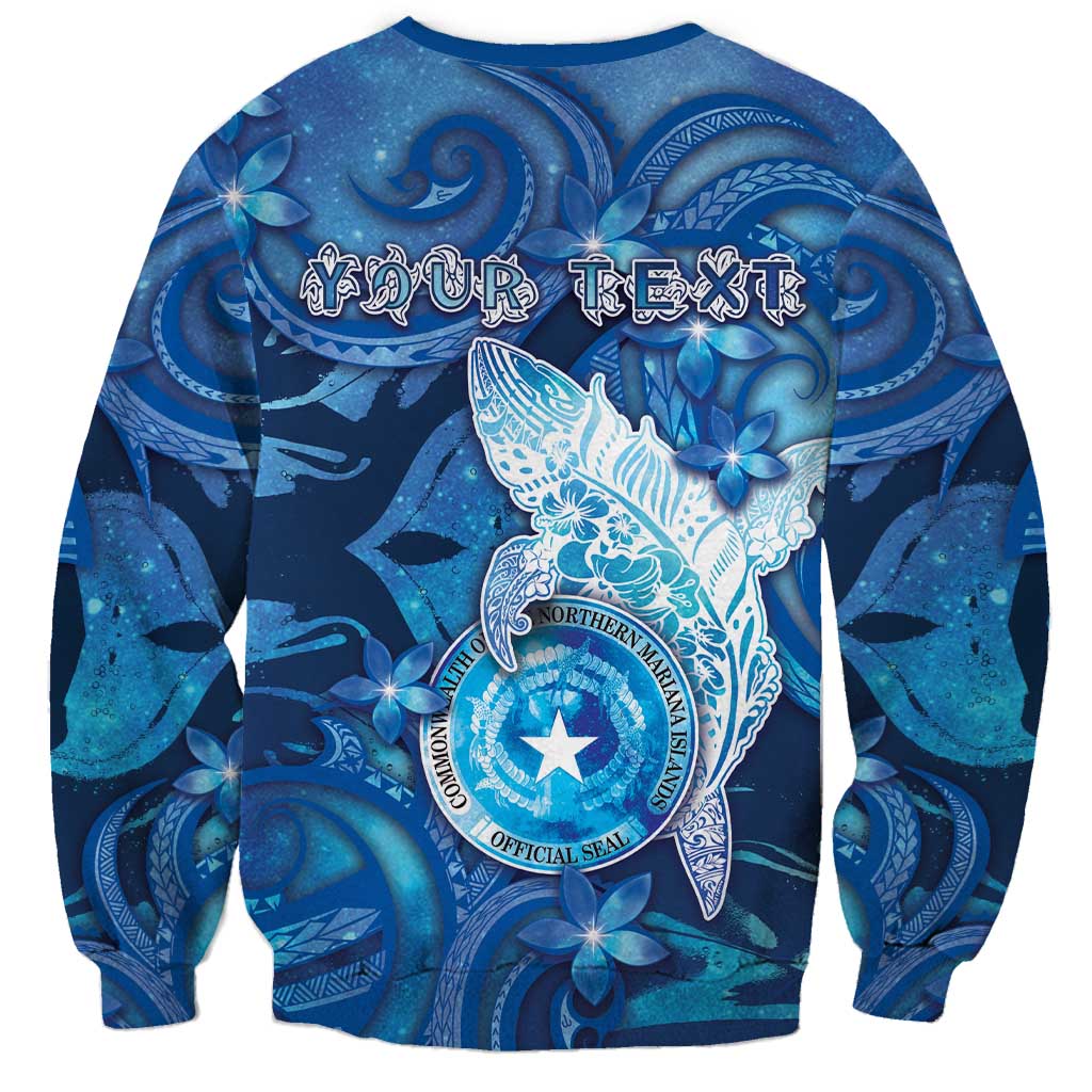 Personalised Northern Mariana Islands Sweatshirt Galaxy Polynesian Shark Tattoo - Polynesian Pride