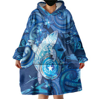 Personalised Northern Mariana Islands Wearable Blanket Hoodie Galaxy Polynesian Shark Tattoo - Polynesian Pride