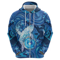 Personalised Northern Mariana Islands Zip Hoodie Galaxy Polynesian Shark Tattoo - Polynesian Pride