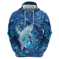 Personalised Northern Mariana Islands Zip Hoodie Galaxy Polynesian Shark Tattoo - Polynesian Pride