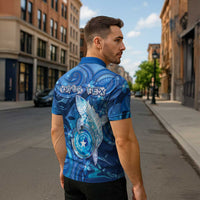 Personalised Northern Mariana Islands Zipper Polo Shirt Galaxy Polynesian Shark Tattoo DT05