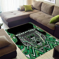 Aotearoa Whakatohea Area Rug Maori Tribal Green Abalone Paua Shell Pattern DT05 - Polynesian Pride