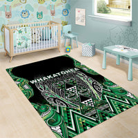 Aotearoa Whakatohea Area Rug Maori Tribal Green Abalone Paua Shell Pattern DT05 - Polynesian Pride