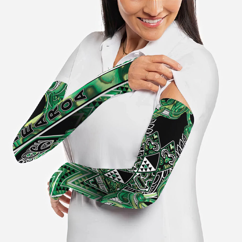 Aotearoa Whakatohea Arm Sleeves Maori Tribal Green Abalone Paua Shell Pattern DT05 - Polynesian Pride