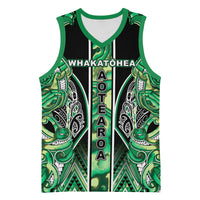 Aotearoa Whakatohea Basketball Jersey Maori Tribal Green Abalone Paua Shell Pattern DT05 Unisex Green - Polynesian Pride