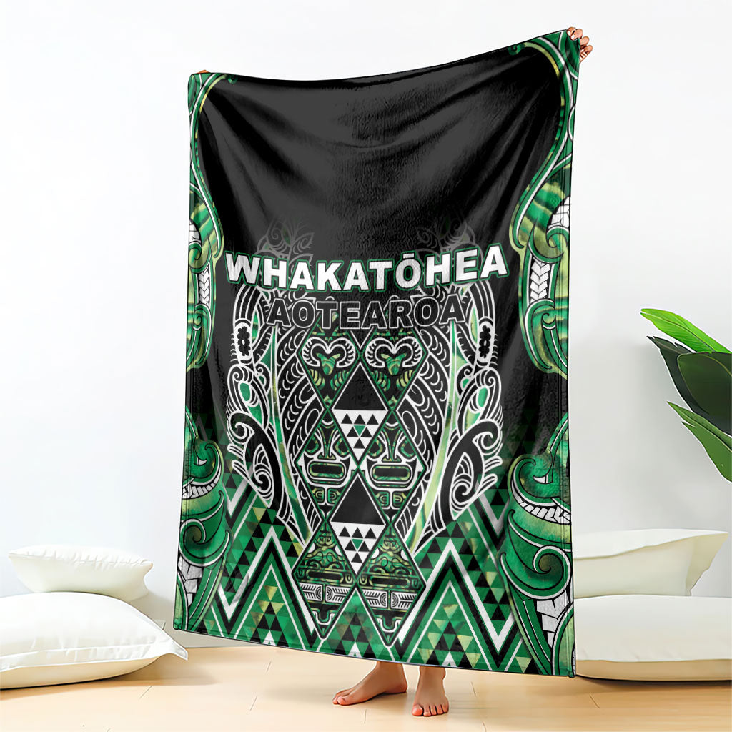 Aotearoa Whakatohea Blanket Maori Tribal Green Abalone Paua Shell Pattern DT05 - Polynesian Pride