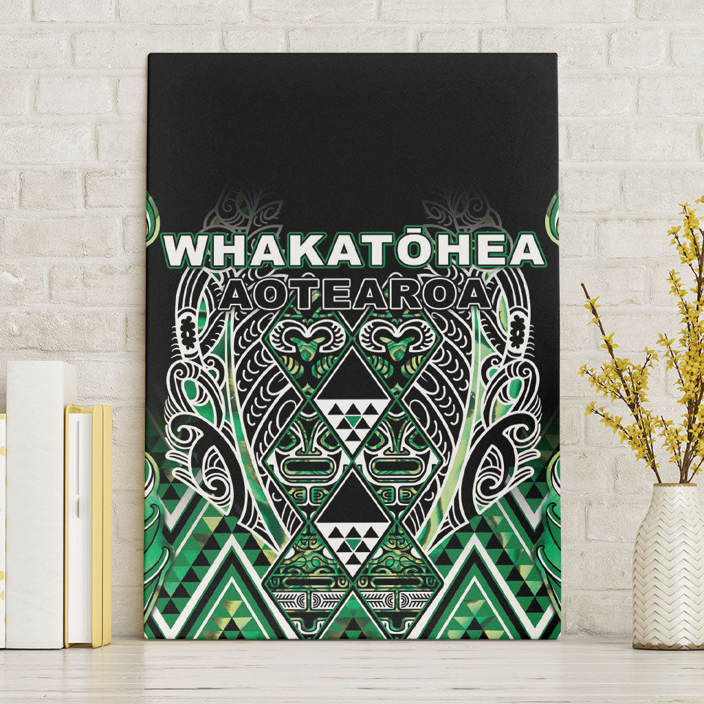 Aotearoa Whakatohea Canvas Wall Art Maori Tribal Green Abalone Paua Shell Pattern DT05 Without Frame Green - Polynesian Pride