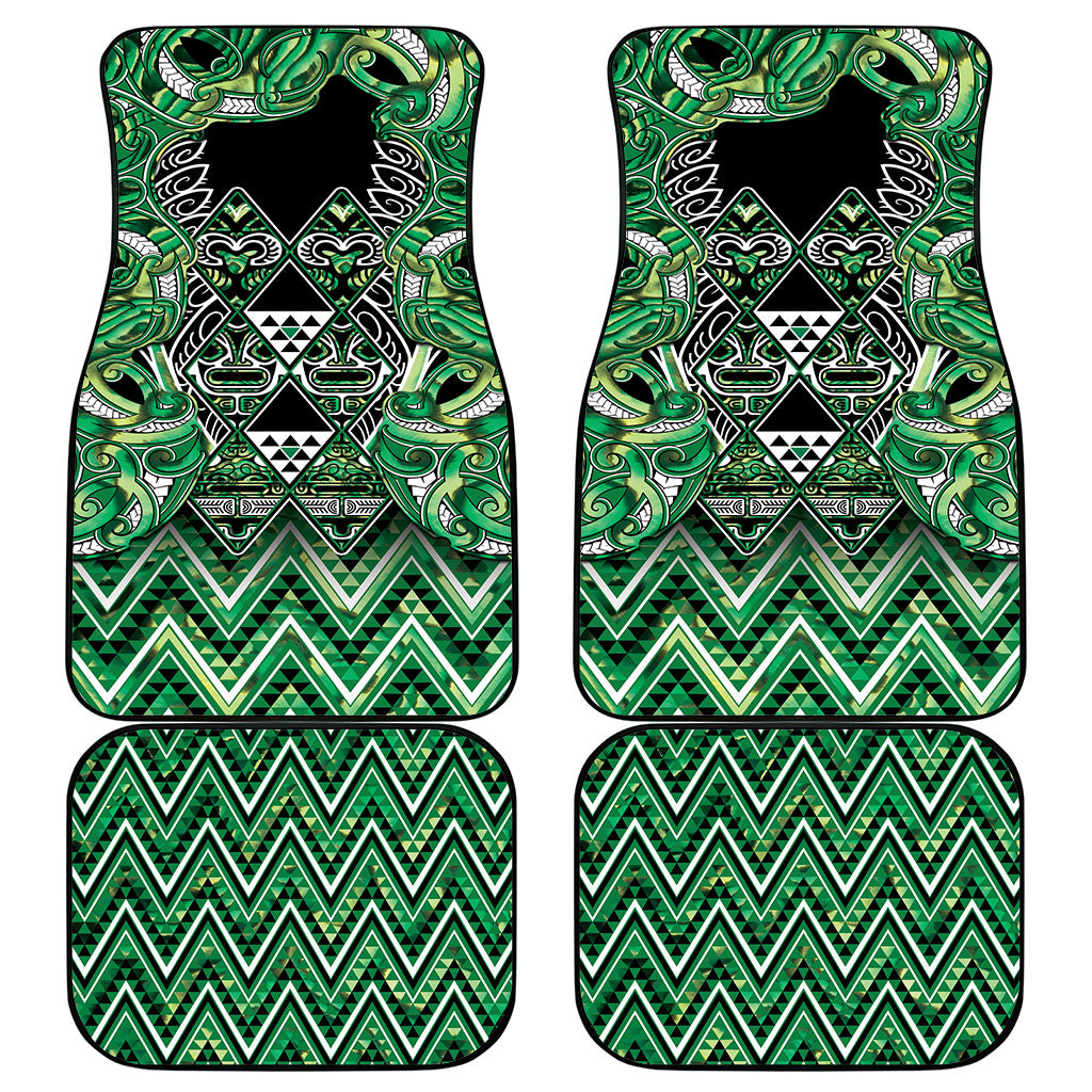 Aotearoa Whakatohea Car Mats Maori Tribal Green Abalone Paua Shell Pattern DT05 - Polynesian Pride