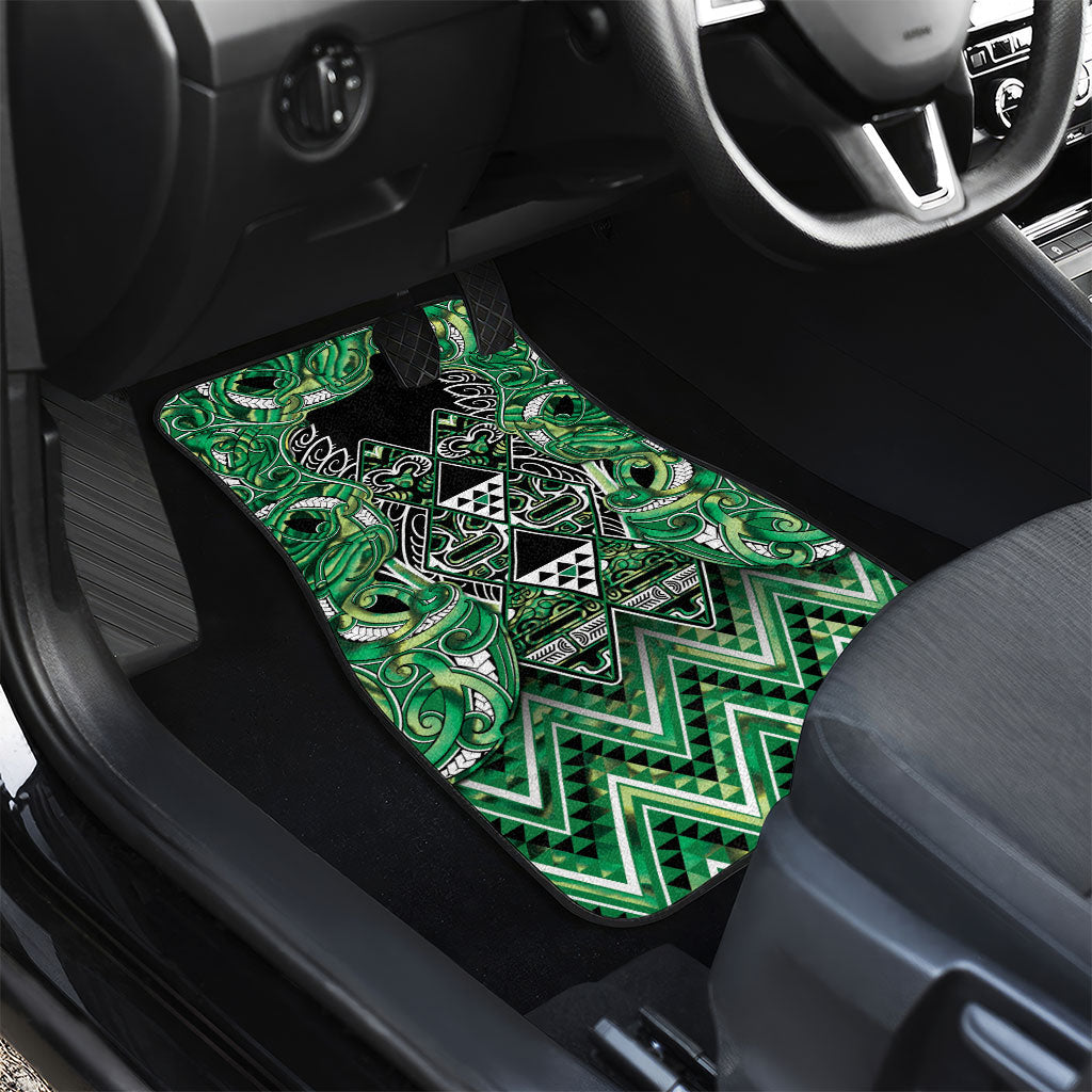 Aotearoa Whakatohea Car Mats Maori Tribal Green Abalone Paua Shell Pattern DT05 - Polynesian Pride
