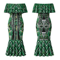 Aotearoa Whakatohea Couples Matching Mermaid Dress and Hawaiian Shirt Maori Tribal Green Abalone Paua Shell Pattern DT05 - Polynesian Pride