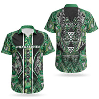Aotearoa Whakatohea Couples Matching Off Shoulder Maxi Dress and Hawaiian Shirt Maori Tribal Green Abalone Paua Shell Pattern DT05 - Polynesian Pride