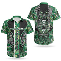 Aotearoa Whakatohea Couples Matching Summer Maxi Dress and Hawaiian Shirt Maori Tribal Green Abalone Paua Shell Pattern DT05 - Polynesian Pride
