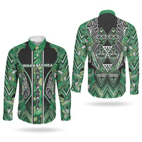 Aotearoa Whakatohea Couples Matching Tank Maxi Dress and Long Sleeve Button Shirt Maori Tribal Green Abalone Paua Shell Pattern DT05 - Polynesian Pride