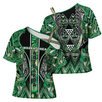 Aotearoa Whakatohea Cross Shoulder Shirt Maori Tribal Green Abalone Paua Shell Pattern DT05 - Polynesian Pride