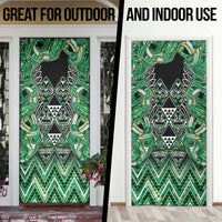 Aotearoa Whakatohea Door Cover Maori Tribal Green Abalone Paua Shell Pattern DT05 - Polynesian Pride