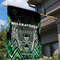 Aotearoa Whakatohea Garden Flag Maori Tribal Green Abalone Paua Shell Pattern DT05 - Polynesian Pride
