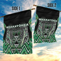 Aotearoa Whakatohea Garden Flag Maori Tribal Green Abalone Paua Shell Pattern DT05 - Polynesian Pride
