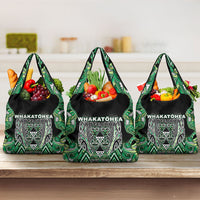 Aotearoa Whakatohea Grocery Bag Maori Tribal Green Abalone Paua Shell Pattern DT05 3-pack One Size Green - Polynesian Pride