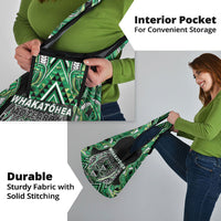 Aotearoa Whakatohea Grocery Bag Maori Tribal Green Abalone Paua Shell Pattern DT05 - Polynesian Pride