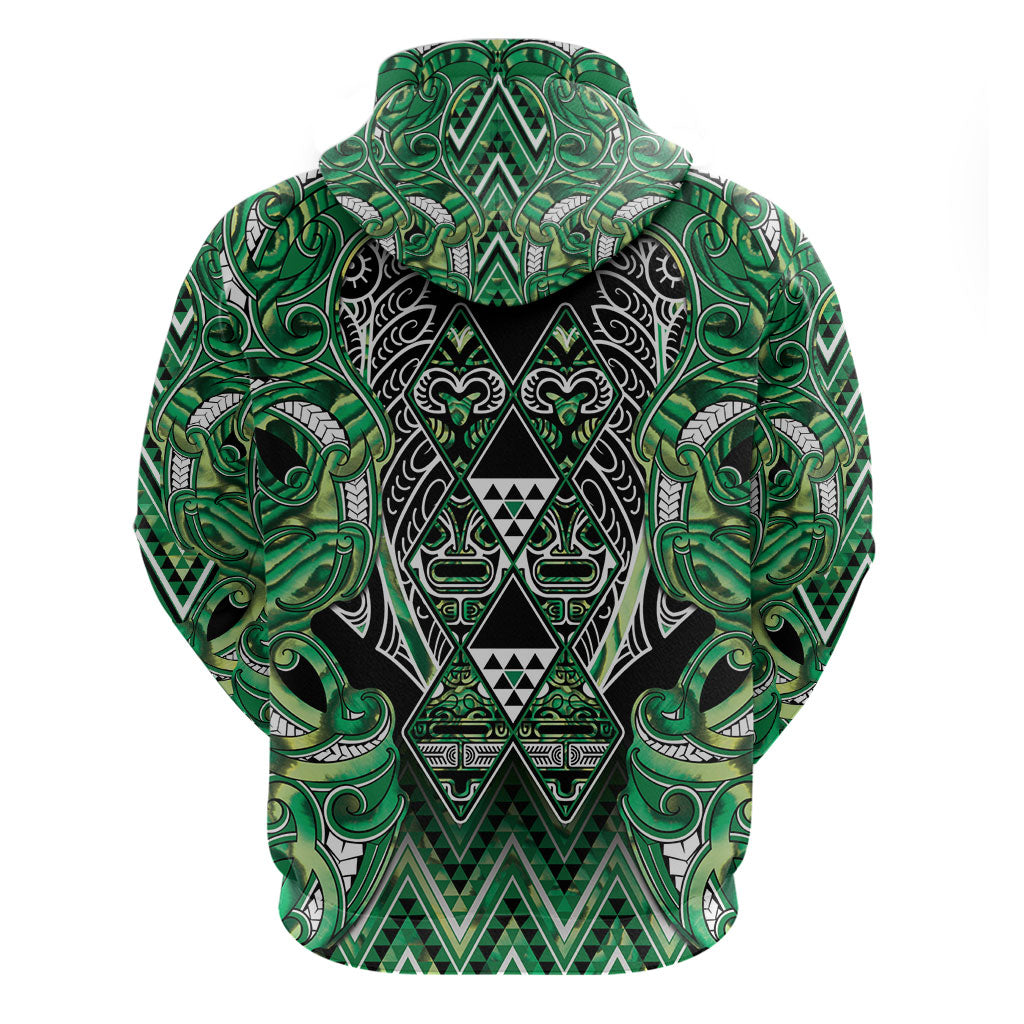 Aotearoa Whakatohea Hoodie Maori Tribal Green Abalone Paua Shell Pattern DT05 - Polynesian Pride