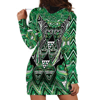 Aotearoa Whakatohea Hoodie Dress Maori Tribal Green Abalone Paua Shell Pattern DT05 - Polynesian Pride
